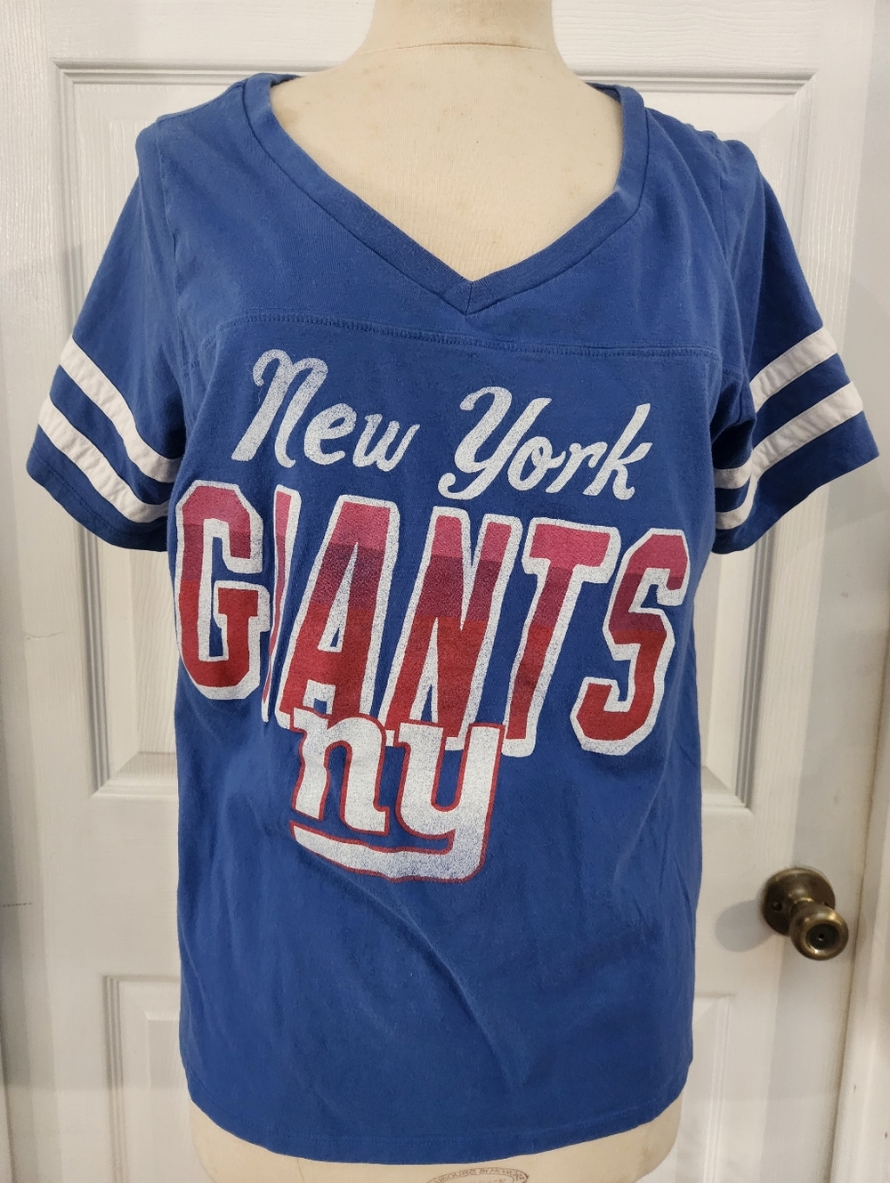 Junk Food Clothing Blue New York Giants V-Neck Tee Size 0